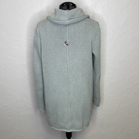Soft Surroundings Nordic Nights Blue/Gray Metallic Silver Sweater - Picture 4 of 8